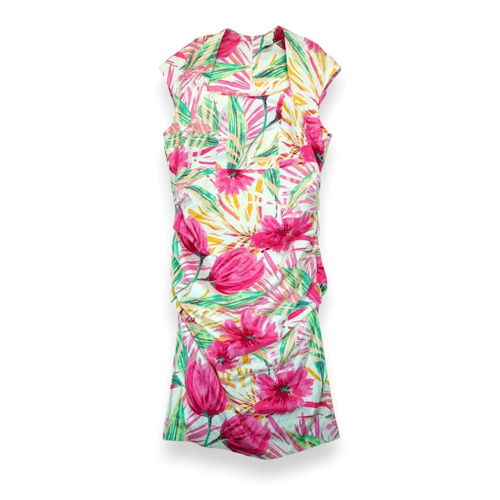 Signature By Sangria Dress Floral Asymmetrical Sheat Sleeveless Size 16